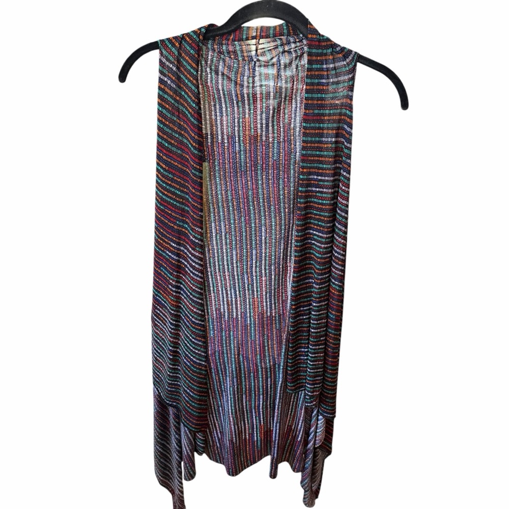 Multicolor Striped Sleeveless Lightweight Long Cardigan Kimono Vest Women's